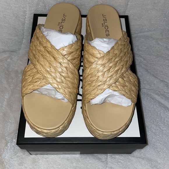 NWT J/SLIDES QUIVER Natural Raffia Sandal - Picture 8 of 15